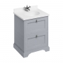 Burlington 65 2-Drawer Vanity Unit and White Basin 650mm Wide Classic Grey - 0 Tap Hole