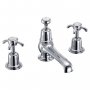 Burlington Anglesey 3-Hole Basin Mixer Tap Dual Handle with Pop up Waste - Chrome