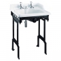 Burlington Classic Invisible Overflow Basin with Black Wash Stand 650mm Wide 2 Tap Hole 