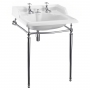 Burlington Classic Invisible Overflow Basin with Chrome Wash Stand 650mm Wide 2 Tap Hole