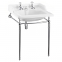 Burlington Classic Invisible Overflow Basin with Regal Chrome Wash Stand 650mm Wide 2 Tap Hole