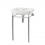 Burlington Contemporary Basin with Extended Regal Chrome Wash Stand 580mm Wide 2 Tap Hole