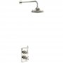 Burlington Trent Dual Concealed Mixer Shower with White Ceramic Lever and 9 Inch Fixed Head - Nickel