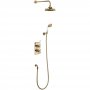 Burlington Trent Thermostatic Dual Concealed Mixer Shower with Shower Kit and 9 Inch Fixed Head - White/Gold
