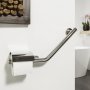 Coram Boston Safety Bar with Toilet Roll Holder 135 Degree Right- Stainless Steel Polished