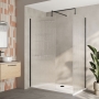 Delphi Accents Fluted Matt Black 8mm Wet Room Walk-In Shower Enclosure (inc White Tray)