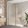Delphi Accents Fluted Brushed Brass 8mm Wet Room Shower Screen & Hinged Return (inc White Tray)