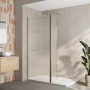 Delphi Accents Fluted Chrome 8mm Wet Room Shower Screen & Hinged Return (inc White Tray)