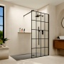 Delphi Accents Grid Matt Black Wet Room Shower Screen