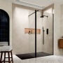Delphi Accents Matt Black Wet Room Shower Screen with Return Panel