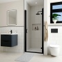 Delphi Apollo Matt Black 8mm Hinged Shower Door (1900mm High)