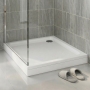 Delphi AquaBoost White Stone Resin Easy Plumb Square Riser Shower Tray