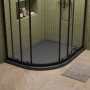 Delphi Aragon Slate Grey Effect Stone Resin Offset Quadrant Shower Tray