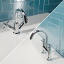 Delphi Axiom Crosshead Chrome Basin Mixer and Bath Filler Tap Set (inc Press Top Waste)