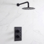 Delphi Axiom Crosshead Matt Black Dual Concealed Shower Set with Fixed Head
