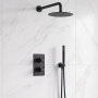 Delphi Axiom Crosshead Matt Black Dual Concealed Shower Set with Fixed Head and Handset