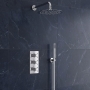 Delphi Axiom Crosshead Chrome Triple Concealed Shower Set with Large Drencher Head and Handset