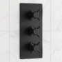 Delphi Axiom Crosshead Matt Black 2-Outlet Triple Concealed Shower Valve