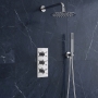 Delphi Axiom Crosshead Chrome Triple Concealed Shower Set with Fixed Head and Handset