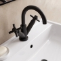 Delphi Axiom Crosshead Matt Black Swivel Spout Mono Basin Mixer Tap (inc Press Top Waste)