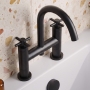 Delphi Axiom Crosshead Matt Black Swivel Spout Pillar Mounted Bath Filler Tap