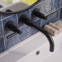 Delphi Axiom Dual Lever Matt Black 3-Hole Wall Mounted Basin Mixer Tap