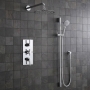 Delphi Axiom Lever Chrome Triple Concealed Shower Set with Large Drencher Head and Slide Rail Kit