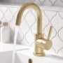 Delphi Axiom Lever Brushed Brass Side Lever Mono Basin Mixer Tap (inc Press Top Waste)