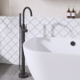 Delphi Axiom Lever Matt Black Floor Standing Bath Shower Mixer Tap (inc Kit)