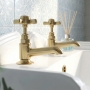 Delphi Belgravia Brushed Brass Basin Taps Pair