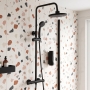 Delphi Bratton 2 Thermostatic Bar Mixer Shower with Fixed Head and Shower Kit - Black