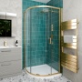Delphi Calibre Brushed Brass 6mm 1-Door Quadrant Shower Enclosure 900mm x 900mm