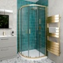 Delphi Calibre Brushed Brass 6mm 2-Door Quadrant Shower Enclosure