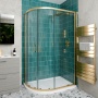 Delphi Calibre Brushed Brass 6mm Offset Quadrant Shower Enclosure