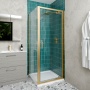 Delphi Calibre Brushed Brass 6mm Pivot Door Shower Enclosure