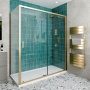 Delphi Calibre Brushed Brass 6mm Rectangular Sliding Door Shower Enclosure (1900mm High)