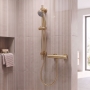 Delphi Cara Round Brushed Brass Bar Mixer Shower Set with Slide Rail Kit