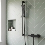 Delphi Cara Square Matt Black Bar Mixer Shower Set with Slide Rail Kit