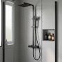 Delphi Cara Square Matt Black Bar Mixer Shower Set with Fixed Head and Handset