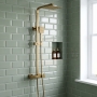 Delphi Chilton Thermostatic Bar Mixer Shower with Fixed Head and Shower Kit - Brushed Brass