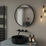 Delphi Compass Black Inset Framed Standard Bathroom Mirror 600mm x 600mm
