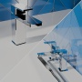 Delphi Edge Chrome Basin Mixer and Bath Shower Mixer Tap Set (inc Shower Kit and Press Top Waste)