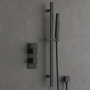 Delphi Edge Matt Black Dual Concealed Shower Set with Slide Rail Kit