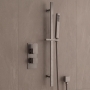 Delphi Edge Brushed Pewter Dual Concealed Shower Set with Slide Rail Kit