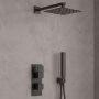 Delphi Edge Black Dual Concealed Shower Set with Fixed Head and Handset