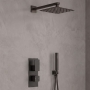Delphi Edge Black Dual Concealed Shower Set with Fixed Head and Handset