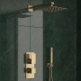 Delphi Edge Brushed Brass Dual Concealed Shower Set with Fixed Head and Handset