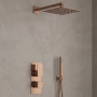 Delphi Edge Brushed Bronze Dual Concealed Shower Set with Fixed Head and Handset