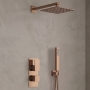 Delphi Edge Brushed Bronze Dual Concealed Shower Set with Fixed Head and Handset