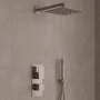 Delphi Edge Brushed Pewter Dual Concealed Shower Set with Fixed Head and Handset